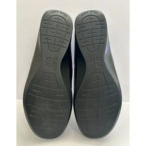 SAS Sz 11WW Roamer Comfortable Women's Black Leather Hook & Loop Strap Shoes - Picture 7 of 10
